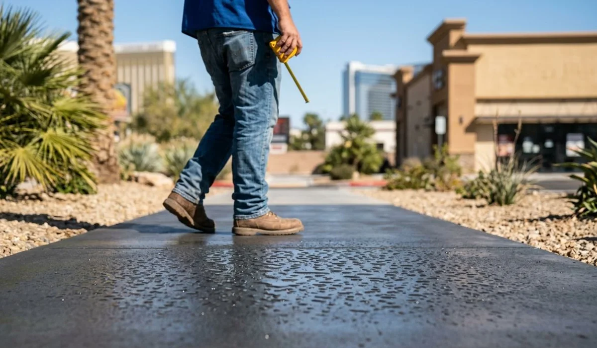 Water beading on sealed concrete